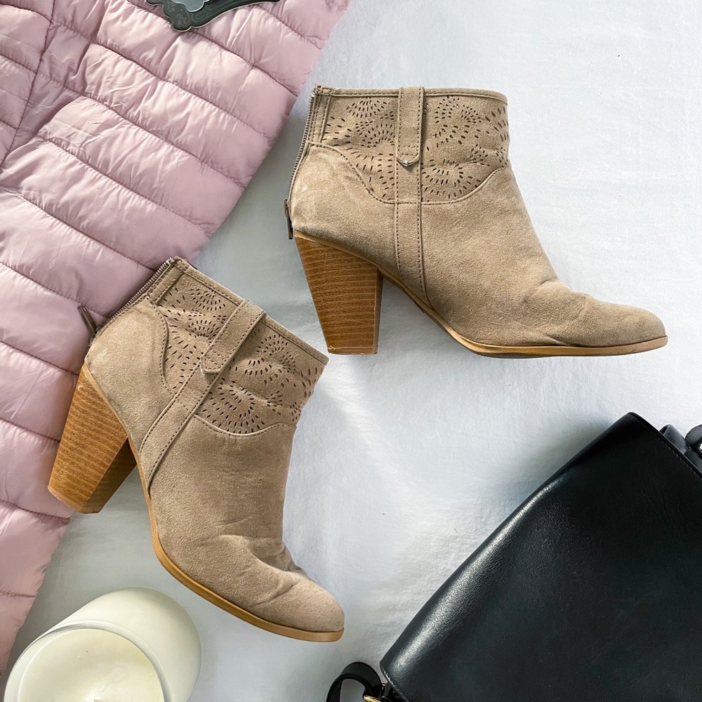 Taupe Suede Ankle Booties